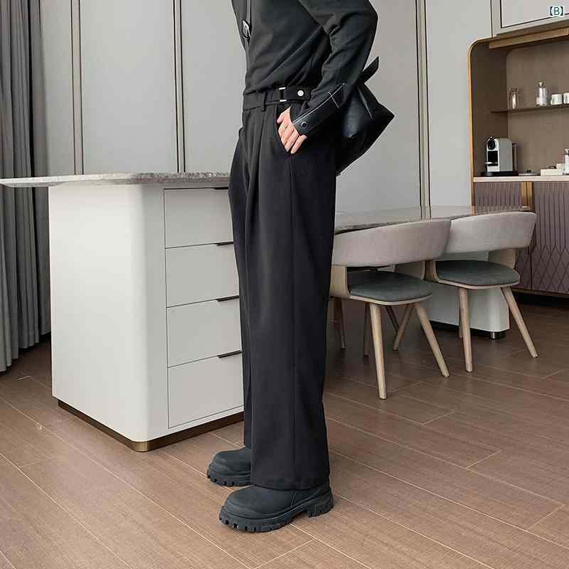 花 崙 秋冬 パンツ メンズ ストレート スーツ イン カジュアル 快適 ワイド レッグ 男性用