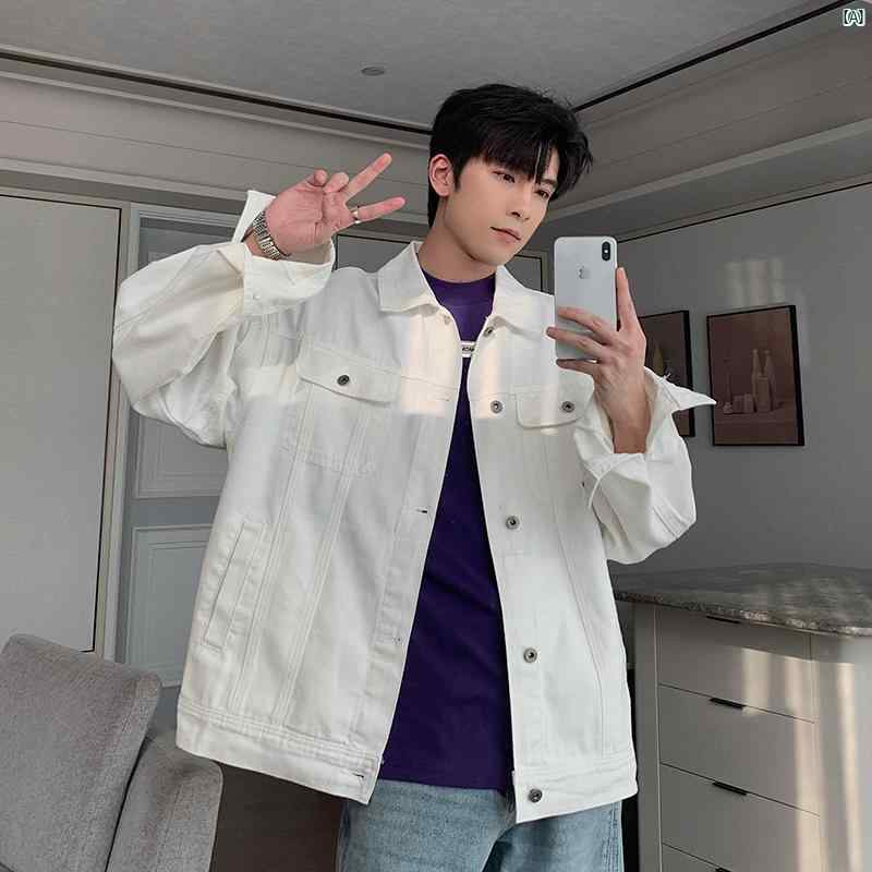 メンズ　ファッション　おしゃれ　韓国　韓国ファッション　アーバン 春 デニムシャツ メンズ 長袖 ハイエンド ジャケット イン コットンジャケット
