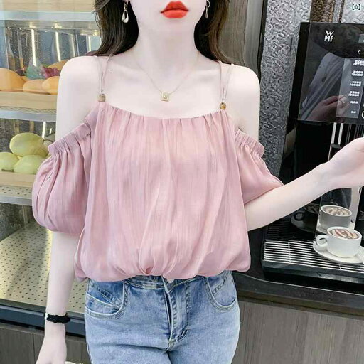 レディース ファッション おしゃれ 韓国 海外ファッション アーバンファッション ワン ショルダーサスペンダー シャツ 夏 フレンチ パフスリーブ シフォン トップ レディース ファッション おしゃれ 韓国 海外ファッション アーバンファッション ワン ショルダーサスペンダー シャツ 夏 フレンチ パフスリーブ シフォン トップ