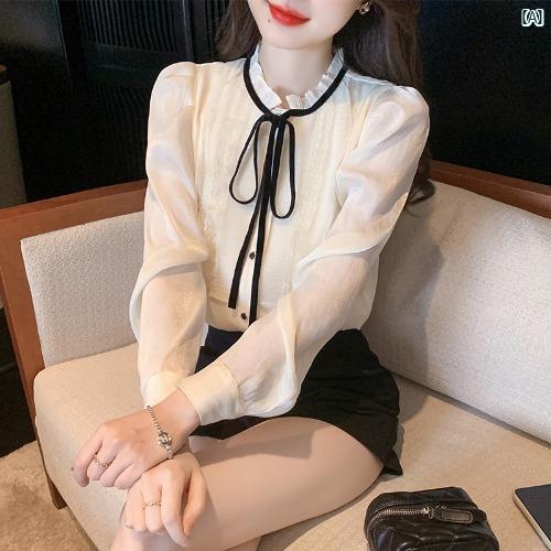 レディース ファッション おしゃれ 韓国 海外ファッション アーバンファッション フレンチ シフォンシャツ 春秋 蝶 ネクタイ プロ 長袖 トップ レディース ファッション おしゃれ 韓国 海外ファッション アーバンファッション フレンチ シフォンシャツ 春秋 蝶 ネクタイ プロ 長袖 トップ