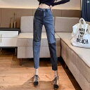 レディース ファッション おしゃれ 韓国 海外ファッション アーバンファッション 春秋新 ステッチ ジーンズ スリム 九分丈 パンツ ハイウエスト 耐久性 キャロット