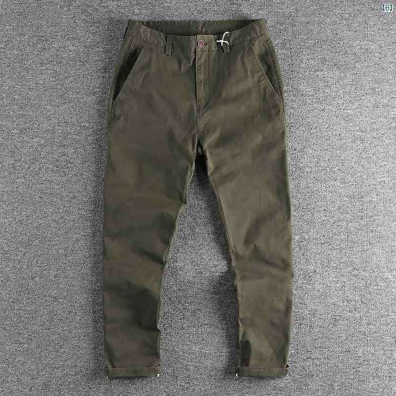 メンズファッション　海外ファッション 英国 レトロ ウォッシュ マイクロ 耐久性 カジュアル パンツ メンズ 通勤 ベーシック スリムフィット スモール ストレート デイリー ワークパンツ