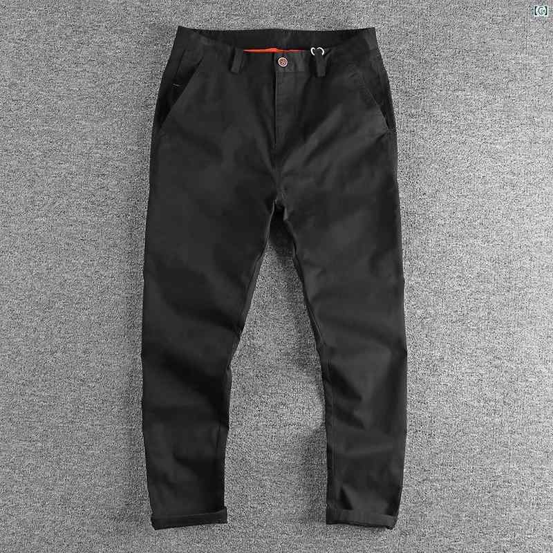 メンズファッション　海外ファッション 英国 レトロ ウォッシュ マイクロ 耐久性 カジュアル パンツ メンズ 通勤 ベーシック スリムフィット スモール ストレート デイリー ワークパンツ