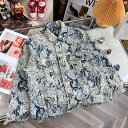 メンズ 韓国ファッション メンズファッション 秋冬 ローズ フラワー デニムジャケット メンズレディース ルース 破壊 ダーク パターン カップル ジャカードジャケット 高