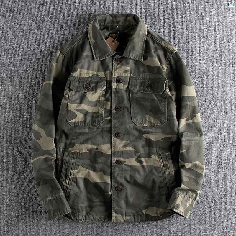 メンズ　韓国ファッション　　メンズファッション レトロ アメリカン タフ メンズ ワークウェア 長袖 シャツ 厚手 ウォッシュ ツイル コットン 秋冬 ジャケット
