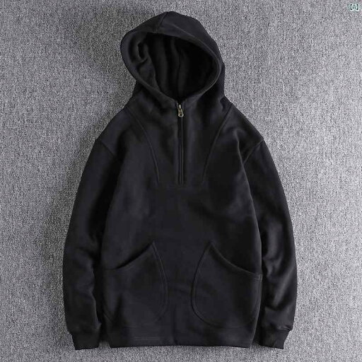 メンズ 韓国ファッション メンズファッション 厚手 ハイ グラム ベルベット ハーフ オープン カラー フード付き スウェットシャツ 秋冬 男性用 暖かい スタイリッシュ レトロ シンプル コート メンズ 韓国ファッション メンズファッション 厚手 ハイ グラム ベルベット ハーフ オープン カラー フード付き スウェットシャツ 秋冬 男性用 暖かい スタイリッシュ レトロ シンプル コート