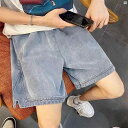 メンズ 韓国 ファッション ストリート イン デニムショートパンツ メンズ 夏 薄手 ストレート レッグ ミドル丈 パンツ ゆったり アメリカン ヒップ ホップ(4)