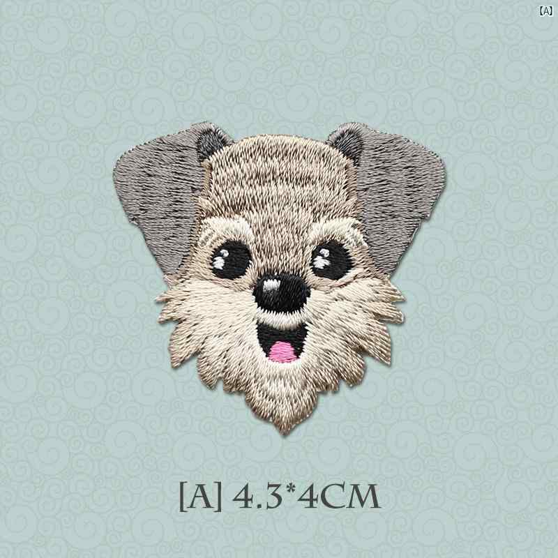 ワッペン かわいい ペット 舌 出し 子犬 頭 布 ステッカー DIY 装飾 衣類 バッグ 靴 パッチパッチ 穴 動物 刺繍 アイロン