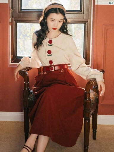 レディース ドレス 海外 ファッション 海外風 時代 感 風 レトロ 婦人服 80代 優しい セットアップ可 スカート 淑女 塩味 2点セット レディース ドレス 海外 ファッション 海外風 時代 感 風 レトロ 婦人服 80代 優しい セットアップ可 スカート 淑女 塩味 2点セット