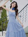 レディース ドレス 海外 ファッション 海外風 ブルー チェック柄 サスペンダー スカート カーディガン レトロ スーツ 海辺 休暇 ドレス ハイエンド 夏