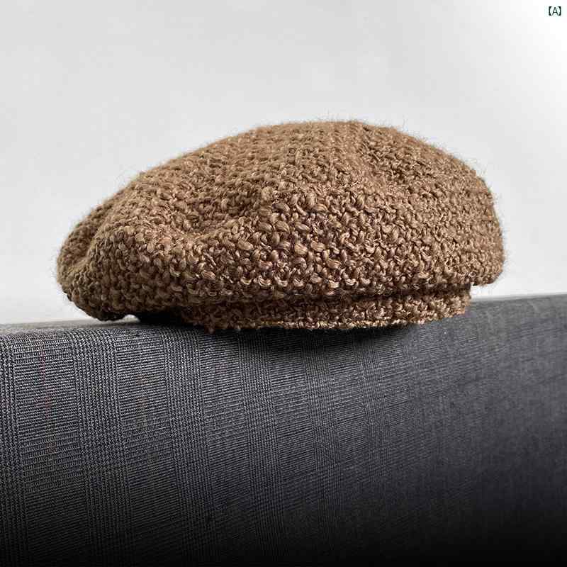 レディース ベレー 帽 製 無地 ペインター ハット 春秋 通気性 韓国 ニット ウール 帽子 スタイリッシュ