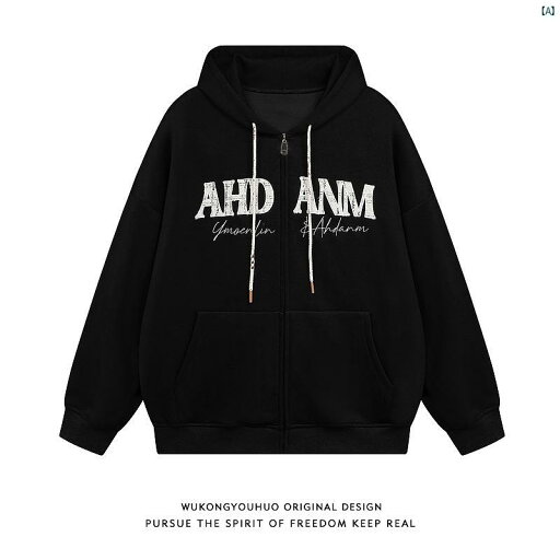メンズ 海外ファッション 秋 カップル パーカー レディース アメリカン レター 刺繍 カーディガンフード付き スウェットシャツ メンズ 海外ファッション 秋 カップル パーカー レディース アメリカン レター 刺繍 カーディガンフード付き スウェットシャツ