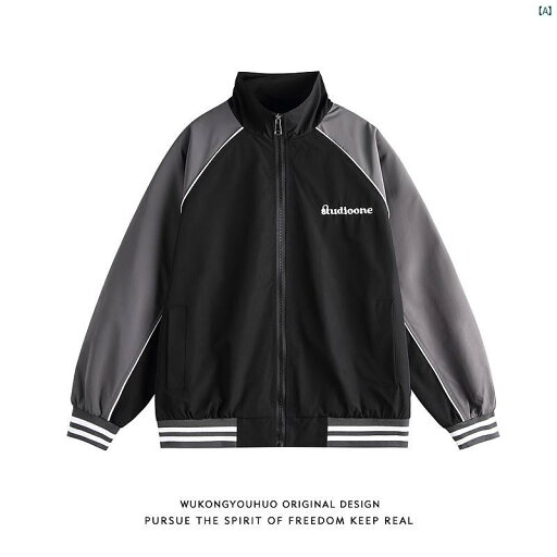 メンズ 海外ファッション 秋 レトロ 色 スプライシング スタンドカラー ジャケット レディース アメリカン カップル メンズ 海外ファッション 秋 レトロ 色 スプライシング スタンドカラー ジャケット レディース アメリカン カップル