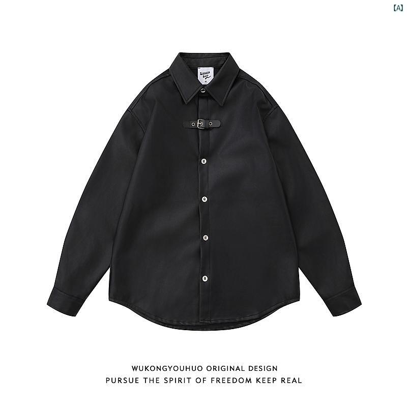 メンズ　海外ファッション レディース 秋 ヒップ ホップ バックル PU レザー ジャケット カップル 防風 カジュアル