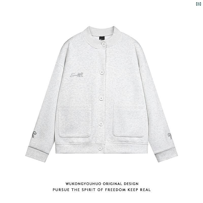 メンズ　メンズファッション　ファッション レディース 秋 カップル ジャケット レトロ カレッジ カーディガン スウェットシャツ