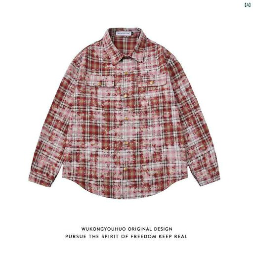 メンズ メンズファッション ファッション 男性用 レディース ー アメリカン タイダイ柄 グラデーション チェック柄 長袖 シャツ レト ロー カップル メンズ メンズファッション ファッション 男性用 レディース ー アメリカン タイダイ柄 グラデーション チェック柄 長袖 シャツ レト ロー カップル