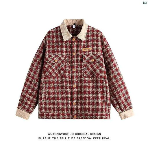 メンズ メンズファッション ファッション レディース アメリカン チェック柄 カラー ブロック ジャケット レトロ ゆったり カップル コート メンズ メンズファッション ファッション レディース アメリカン チェック柄 カラー ブロック ジャケット レトロ ゆったり カップル コート