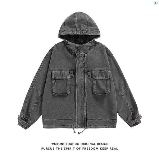 メンズ メンズファッション ファッション アメリカン ダメージ 加工 ウォッシュ ポケット デニム ジャケット レディース レトロ フード付き メンズ メンズファッション ファッション アメリカン ダメージ 加工 ウォッシュ ポケット デニム ジャケット レディース レトロ フード付き