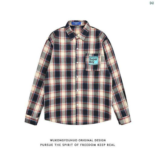 メンズ メンズファッション ファッション ヤング 20代 秋 レディース レトロ チェック柄 長袖 シャツ カップル アメリカン ストリート カジュアル メンズ メンズファッション ファッション ヤング 20代 秋 レディース レトロ チェック柄 長袖 シャツ カップル アメリカン ストリート カジュアル