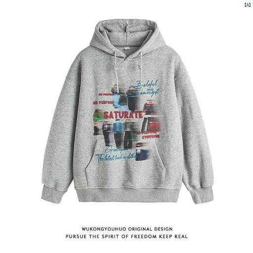 メンズ メンズファッション ファッション ヤング 20代 レディース アメリカン ブルーミング キャラクター プリント フード付き スウェットシャツ 秋 カップル プルオーバー ジャケット メンズ メンズファッション ファッション ヤング 20代 レディース アメリカン ブルーミング キャラクター プリント フード付き スウェットシャツ 秋 カップル プルオーバー ジャケット