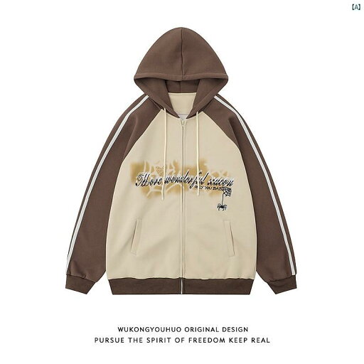 メンズ メンズファッション ファッション ヤング 20代 男性用 レトロ ラグラン スリーブ フード付き スウェットシャツ 秋 カップル カーディガン ジッパー ジャケット メンズ メンズファッション ファッション ヤング 20代 男性用 レトロ ラグラン スリーブ フード付き スウェットシャツ 秋 カップル カーディガン ジッパー ジャケット