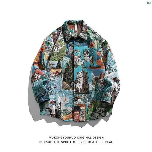 メンズ メンズファッション ファッション ヤング 20代 レディース レトロ ジャカード 長袖 シャツ 秋 カップル カジュアル ジャケット メンズ メンズファッション ファッション ヤング 20代 レディース レトロ ジャカード 長袖 シャツ 秋 カップル カジュアル ジャケット