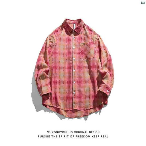 メンズ メンズファッション ファッション ヤング 20代 レディース アメリカン 破壊 チェック柄 ロー エッジ 長袖 シャツ カップル 秋 レトロ ルーズ カジュアル す メンズ メンズファッション ファッション ヤング 20代 レディース アメリカン 破壊 チェック柄 ロー エッジ 長袖 シャツ カップル 秋 レトロ ルーズ カジュアル す