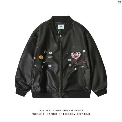 メンズ メンズファッション ファッション ヤング 20代 30代 レディース アメリカン PU レザー ベースボール ジャケット レトロ ルーズ カップル メンズ メンズファッション ファッション ヤング 20代 30代 レディース アメリカン PU レザー ベースボール ジャケット レトロ ルーズ カップル