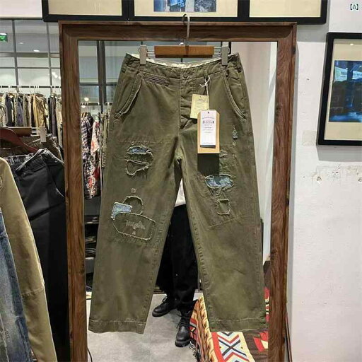 メンズ メンズファッション ファッション ヤング 20代 30代 アメリカン レトロ ダメージ 加工 使い 古 パッチ アミ カーキ ワークウェア カジュアル パンツ 0209 メンズ メンズファッション ファッション ヤング 20代 30代 アメリカン レトロ ダメージ 加工 使い 古 パッチ アミ カーキ ワークウェア カジュアル パンツ 0209