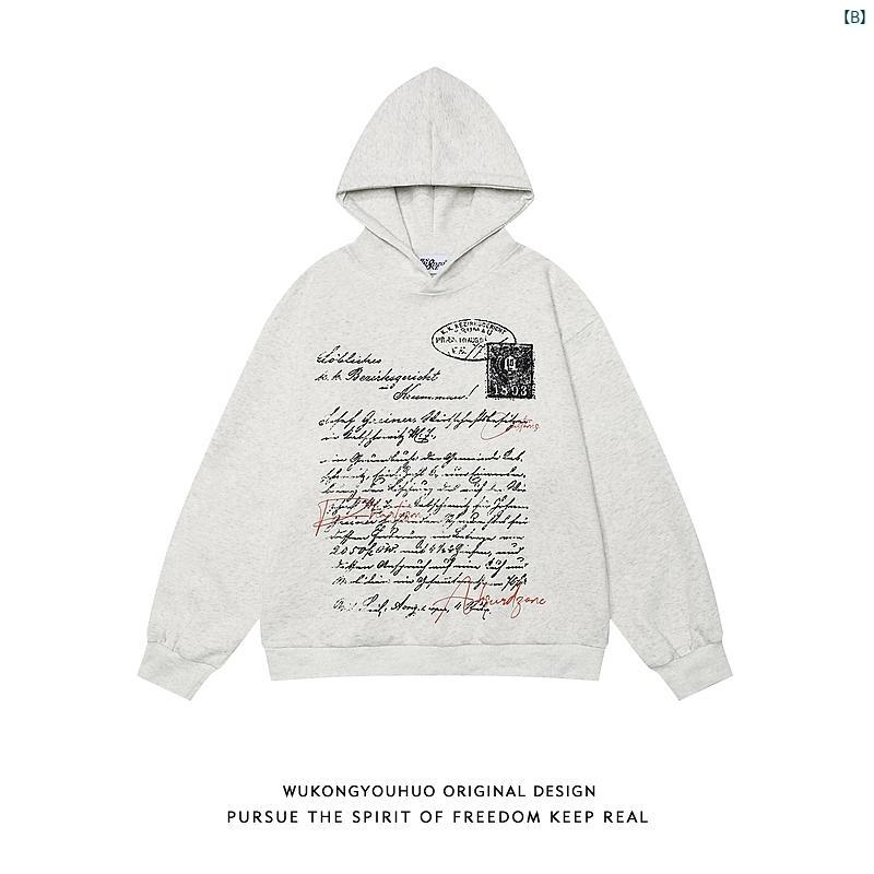 メンズ　メンズファッション　ファッション　ヤング　20代　30代 秋 カップル ジャケット レディース アメリカン ストリート レター プリント フード付き スウェットシャツ 入荷