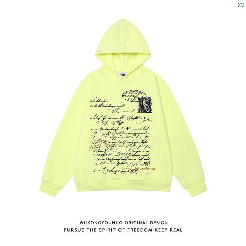 メンズ　メンズファッション　ファッション　ヤング　20代　30代 秋 カップル ジャケット レディース アメリカン ストリート レター プリント フード付き スウェットシャツ 入荷