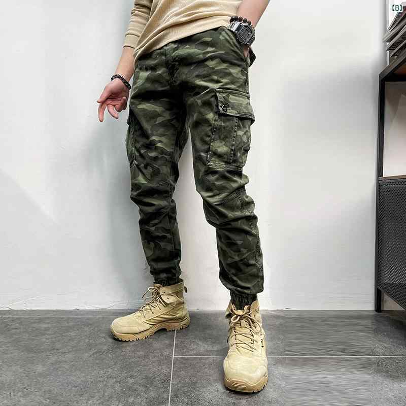 メンズ　メンズファッション　ファッション　多色　かっこいい　おしゃれ 11122 アメリカン レトロ メンズ ラージ ポケット レッグ スリミング 迷彩 ワーク カジュアル パンツ