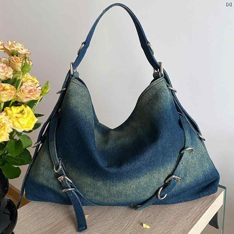 レディース　バッグ　レディースバッグ　かわいい　綺麗　 レトロ大容量 トートバッグ レディース デニム スタイリッシュ ガール 脇下 バッグ