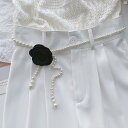 ファッション小物 ファッション ファッション雑貨 ホワイト ブラック 花 イミテーションパール ネックレス ウエスト チェーン ベルト スカート 装飾 ガードル