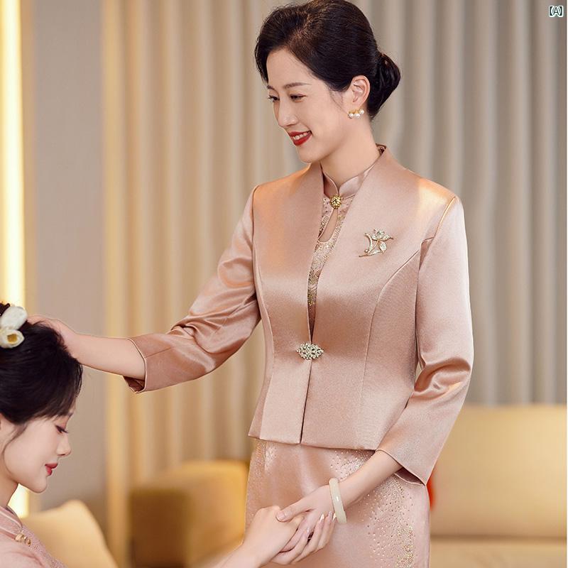 レディース ドレス パーティー レディースドレス 高貴 若々しい ウェディングドレス チャイナ ドレス 秋 義母 普段 着用