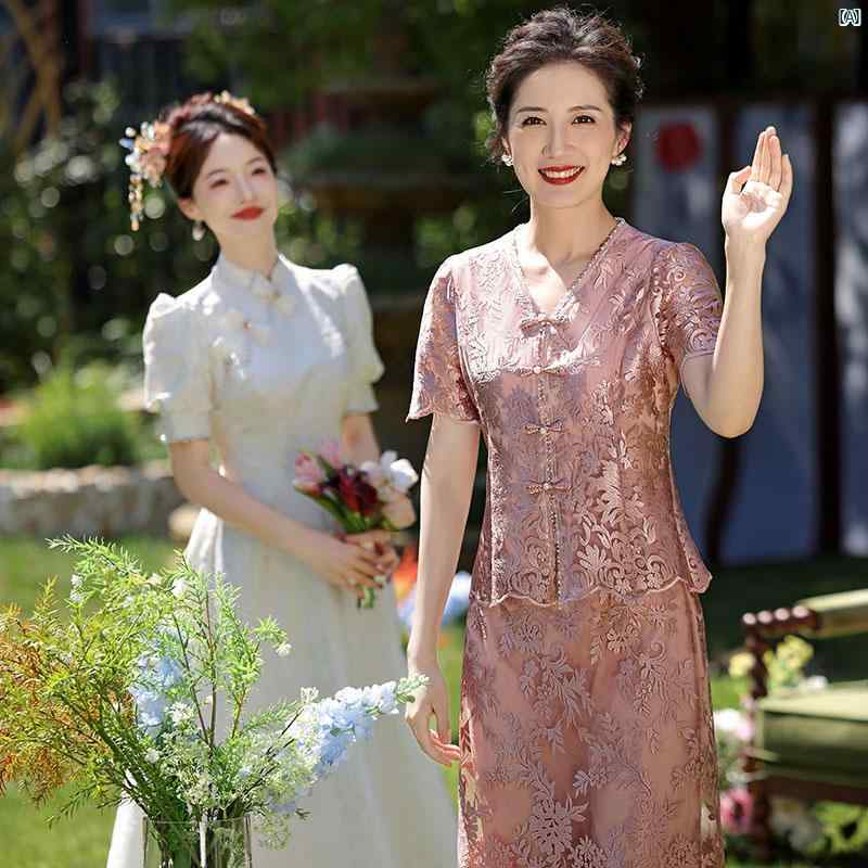 高級 大物 結婚式 パーティー 衣装 夏 ドレス 高貴 若々しい 2点セット