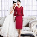 レディース ファッション ドレス パーティー レディースドレス ハイエンド 若くて スタイリッシュ 義母 結婚式 パーティー ドレス 秋 高貴 光 高級 マザー(4)