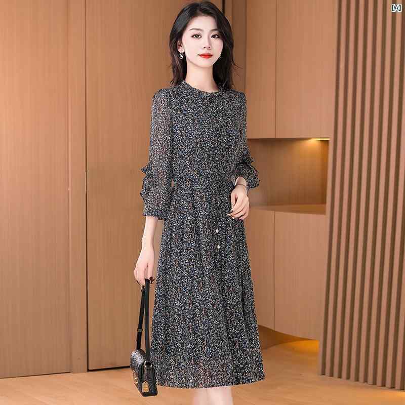 レディース　レディース　ファッション　ドレス　レディースドレス　ドレス　上品　ママ　お母さん Liangyibai シフォン ドレス レディース 春秋 ハイエンド 13 ライン スカート