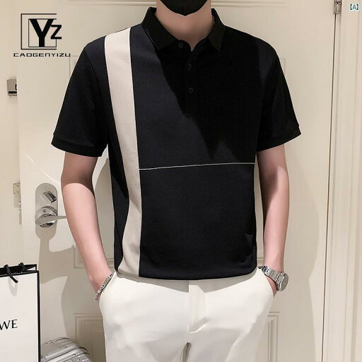 メンズ 海外ファッション メンズファッション おしゃれ 夏 ストライプ ハイエンド ポロシャツ メンズ 半袖 Tシャツ トップ 内側 外観 メンズ 海外ファッション メンズファッション おしゃれ 夏 ストライプ ハイエンド ポロシャツ メンズ 半袖 Tシャツ トップ 内側 外観
