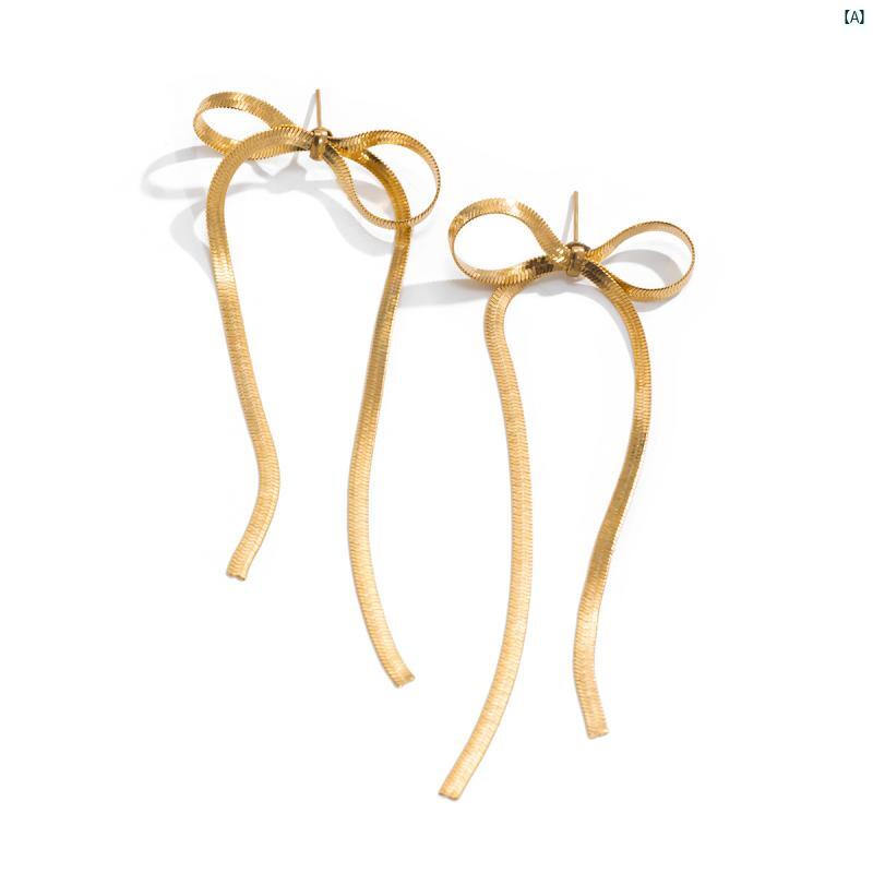 レディース　海外風　モダンイヤリング　タッセルイヤリング　 フラット スネーク ボーン チェーン イヤリング 春 新 ファッション イン 旅行 ジュエリー