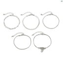 レディース 足首アクセサリー かわいい ピーチ ハート フラット スネーク ボーン チェーン アンクレット セット 5個 シンプル 重ね着 可能 アクセサリー す
