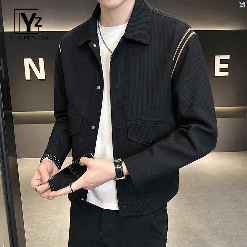 メンズ　海外ファッション　ファッション ジャケット メンズ 春秋 スプライシング カジュアル トップ