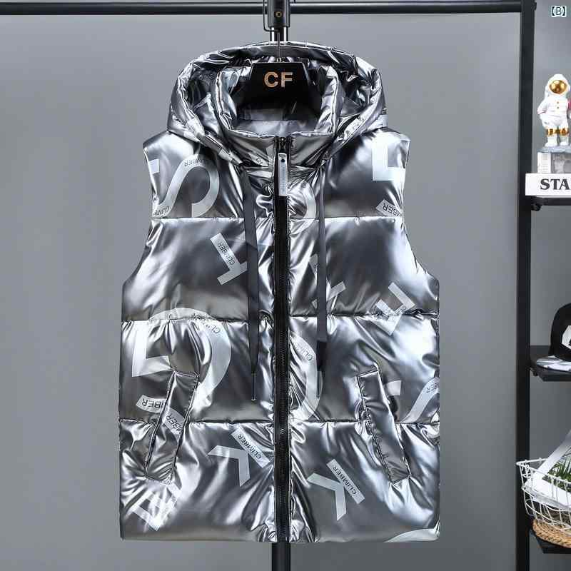 メンズダウン　ダウンジャケット メンズ　メンズファッション 光沢 ダウン コットン ベスト 秋冬 チョッキ 暖かい クリップ大 サイズ 厚手