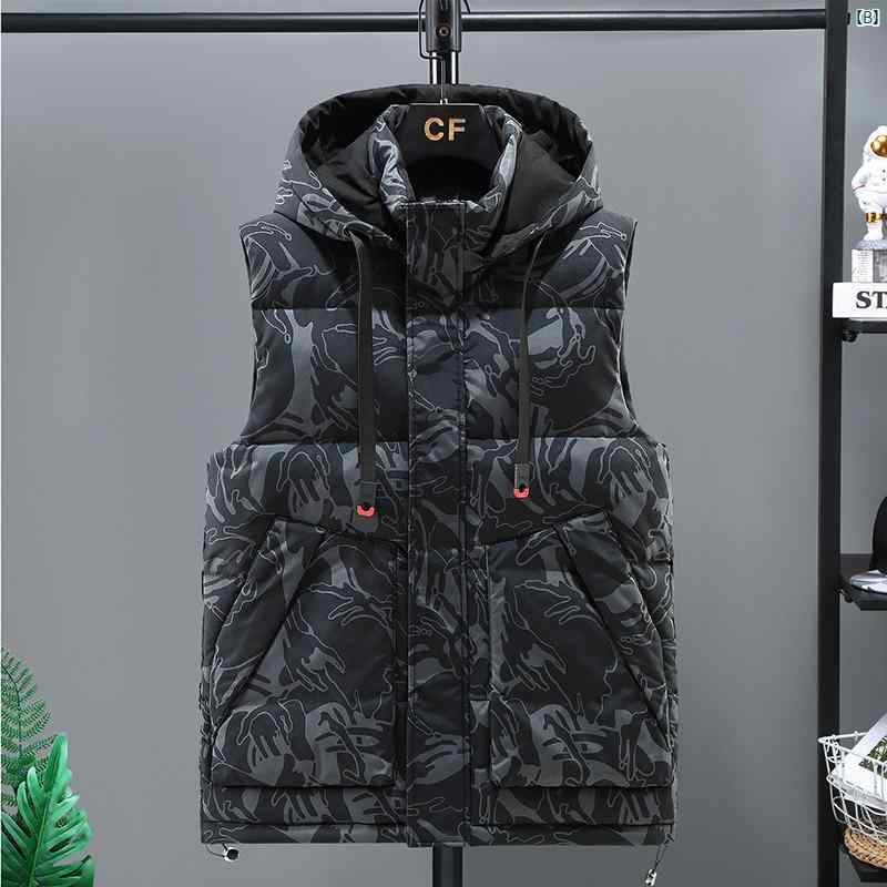 メンズダウン　ダウンジャケット メンズ　メンズファッション 冬 大きいサイズ コットンベスト カジュアル ダウン 暖かい ベスト ジャケット 迷彩 服