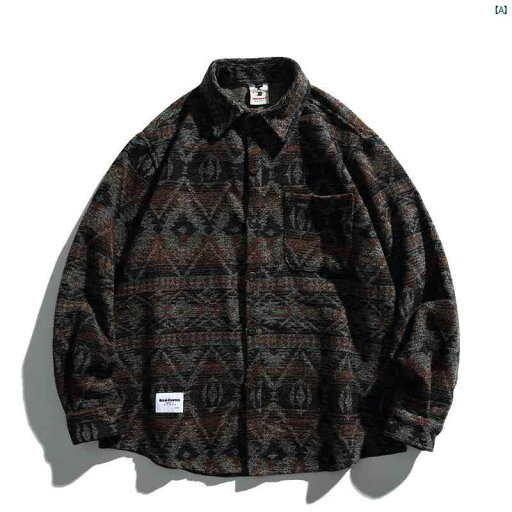 メンズ メンズファッション レトロ ウール ジャカード エスニック シャツ メンズ 秋冬 カジュアル 長袖 ジャケット メンズ メンズファッション レトロ ウール ジャカード エスニック シャツ メンズ 秋冬 カジュアル 長袖 ジャケット