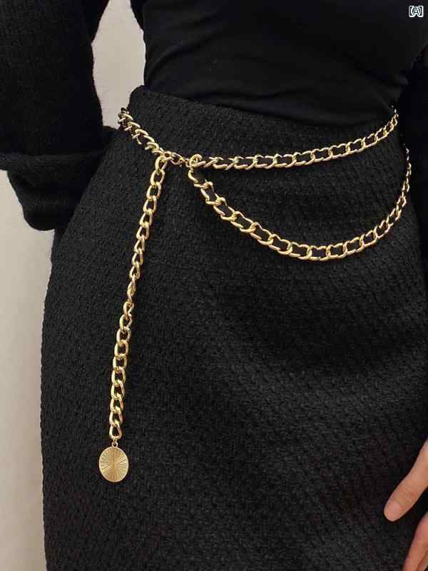 レディース　アクセサリー　ファッション　おしゃれ　韓国 GWE フレンチ ライト 高級 インス 小柄 香り メタル ウエスト チェーン ファッション ハイエンド レトロ ゴールドチェーン ベルト レディース 装飾