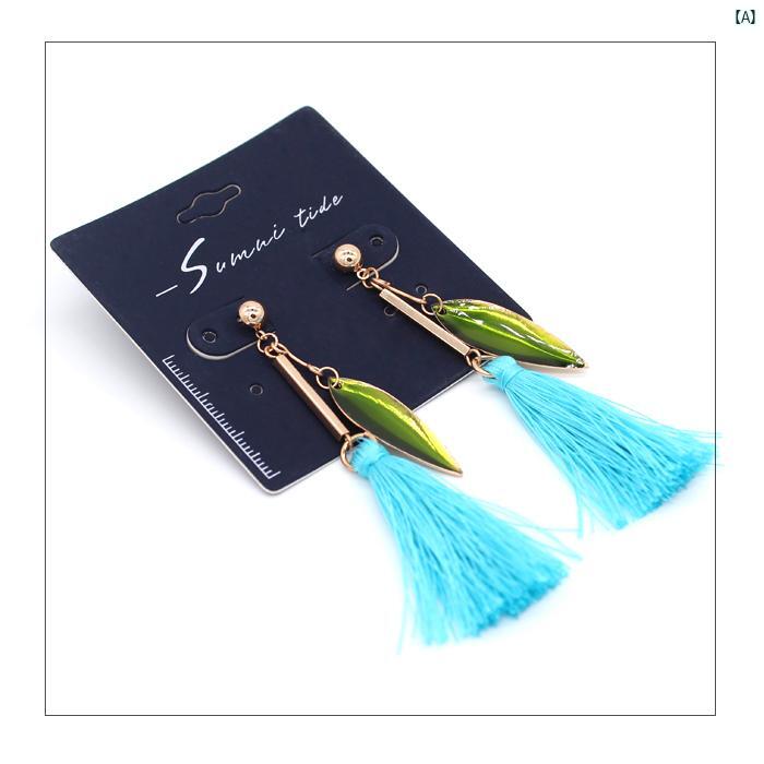 イヤリング プレゼント 綺麗 オシャレ 大人 レディース 欧米 エスニック しく 釉 タッセル ファッション ロング ピアス イヤリング レディース ( SV )