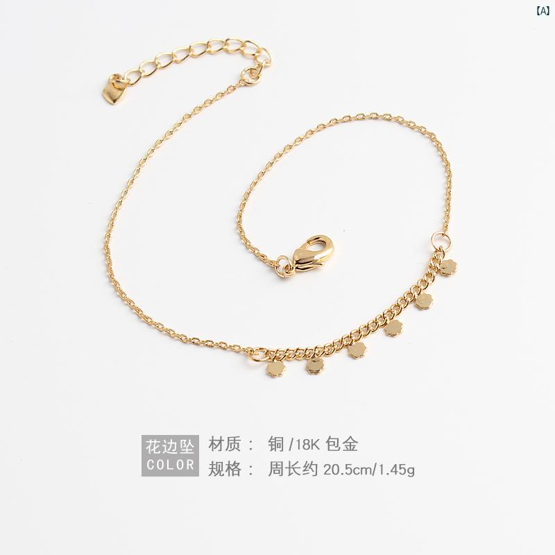 ブレスレット オシャレ レディース レディース ファッション 小物 レディースアクセサリー 18 K フィルド ブレスレット 韓国 美しい シンプル ガーリー アンクレット 幾何学 ペンダント UY