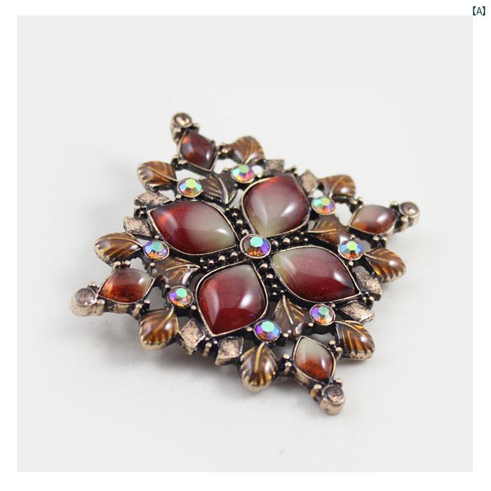 ブローチ オシャレ レディース レディース ファッション 小物 レディースアクセサリー アメリカ ファッション テクスチャ レトロ リーフ スクエア 花びら 高級 輝く ブローチ レディース XI