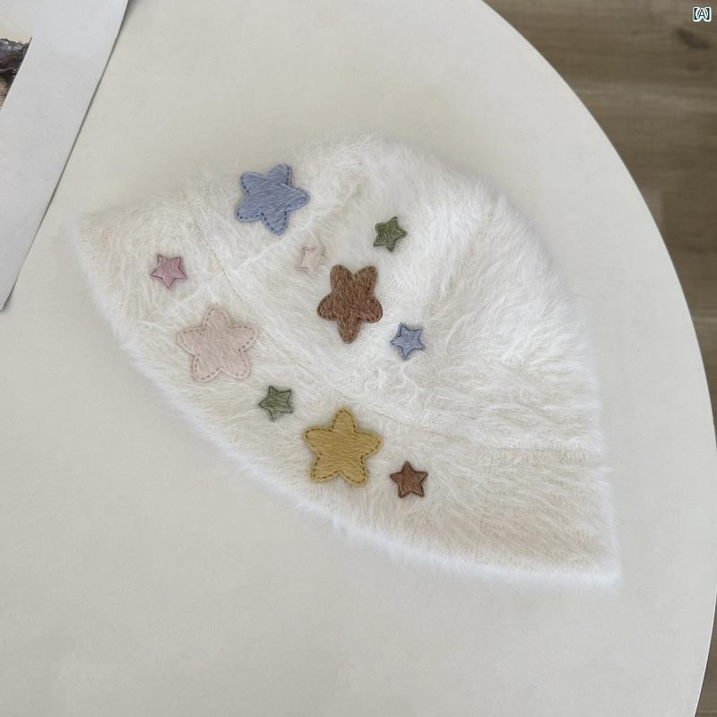 ハット　帽子　かわいい　オシャレ　Y2K かわいい 立体的 スター ウサギ 毛皮 フィッシャーマン ハット 秋冬 暖かい 小柄 ぬいぐるみ バケット